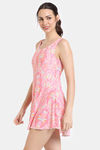 Zelocity Elastane Blended Slip-On Swimdress with Removable Pads - Peach Pink — thumbnail 2